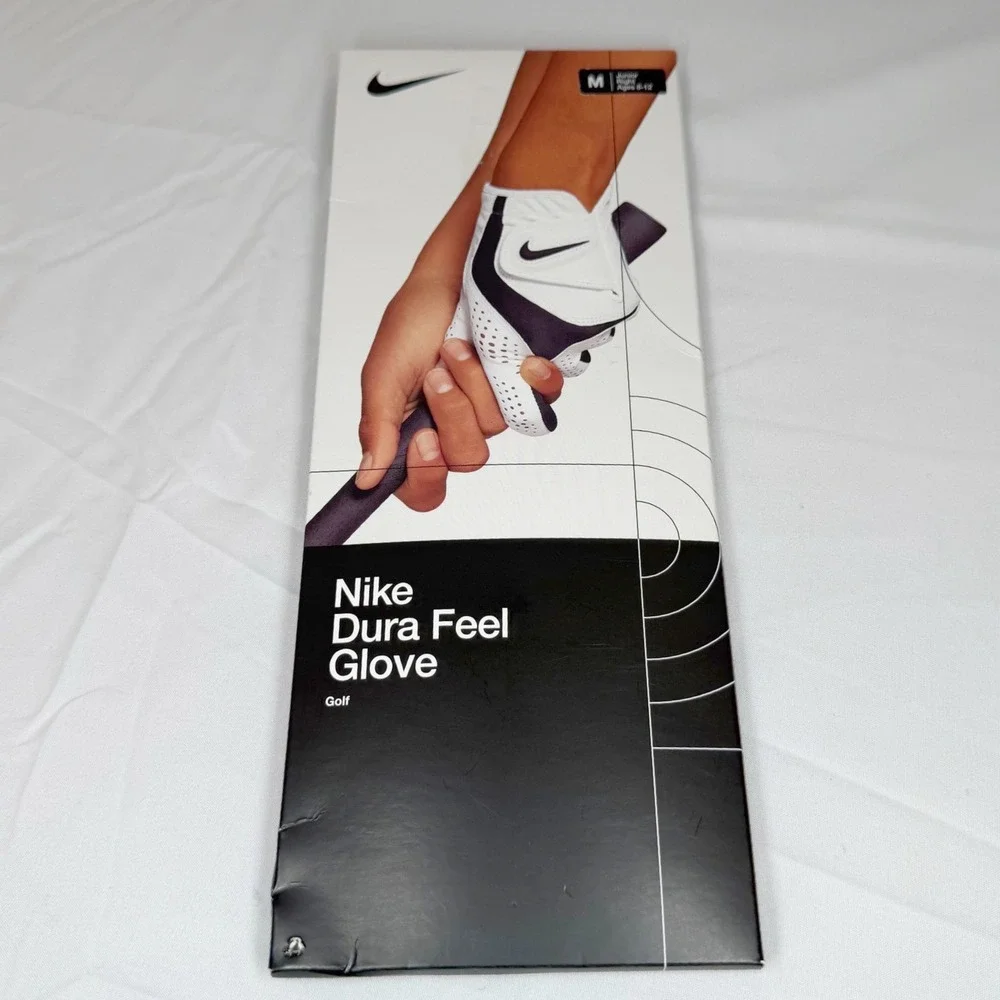 Nike Dura Feel Junior Golf Glove White Black Right Hand Size M Ages 8-12 110-82